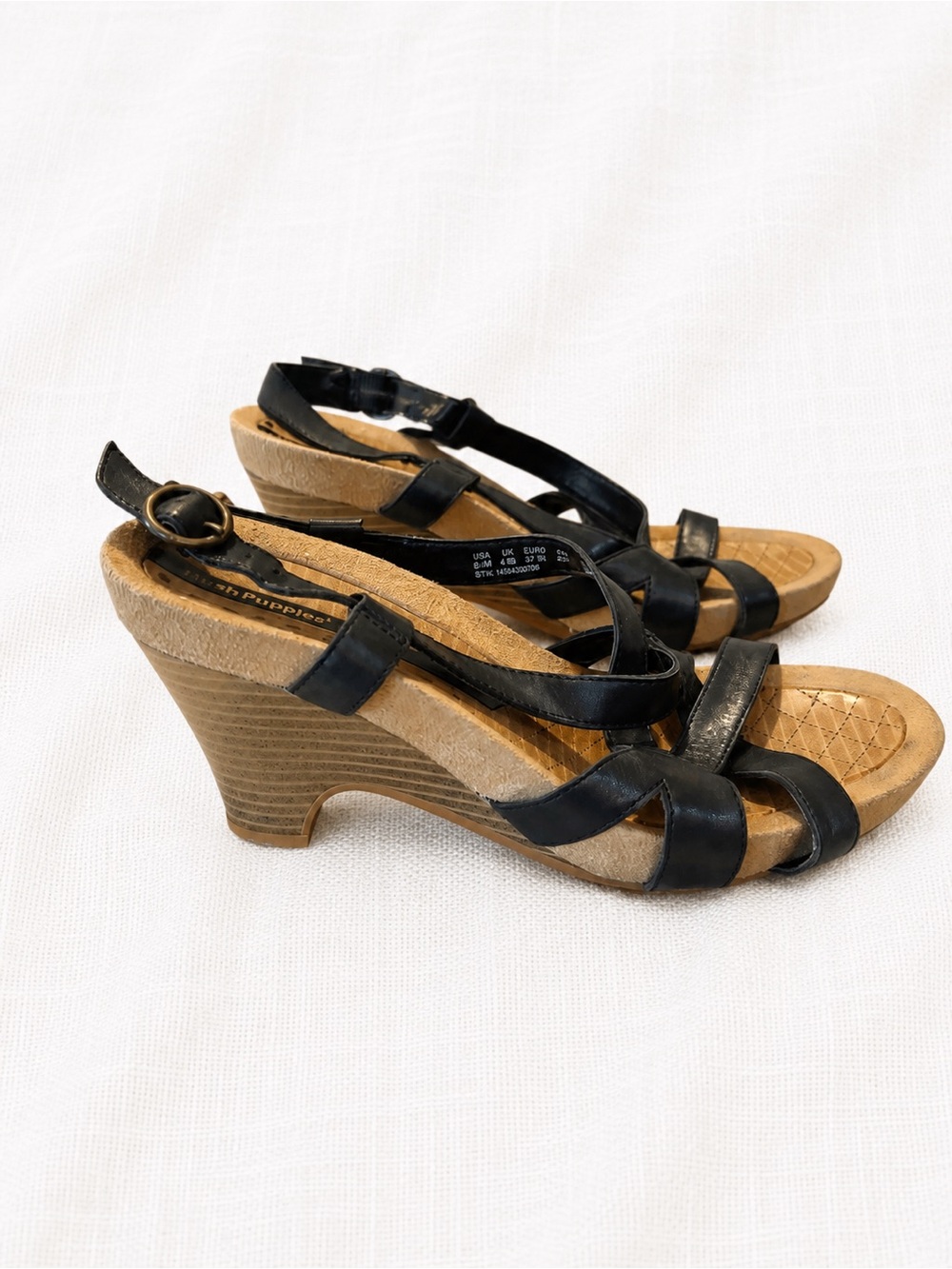Women’s Black Strappy Wedge Sandals - Classic Summer Style
